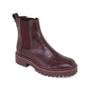 REACTION KENNETH COLE Womens Burgundy Snake Skin Salt Slip On Chelsea 6.5